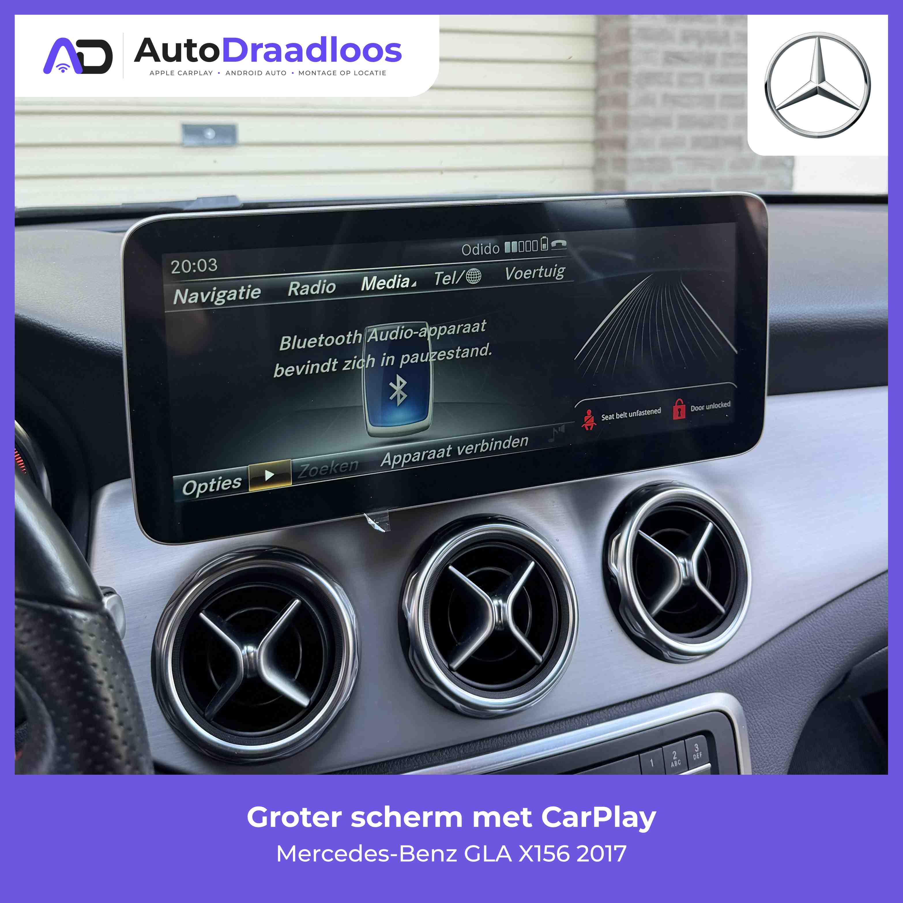 Groter scherm met CarPlay in een GLA