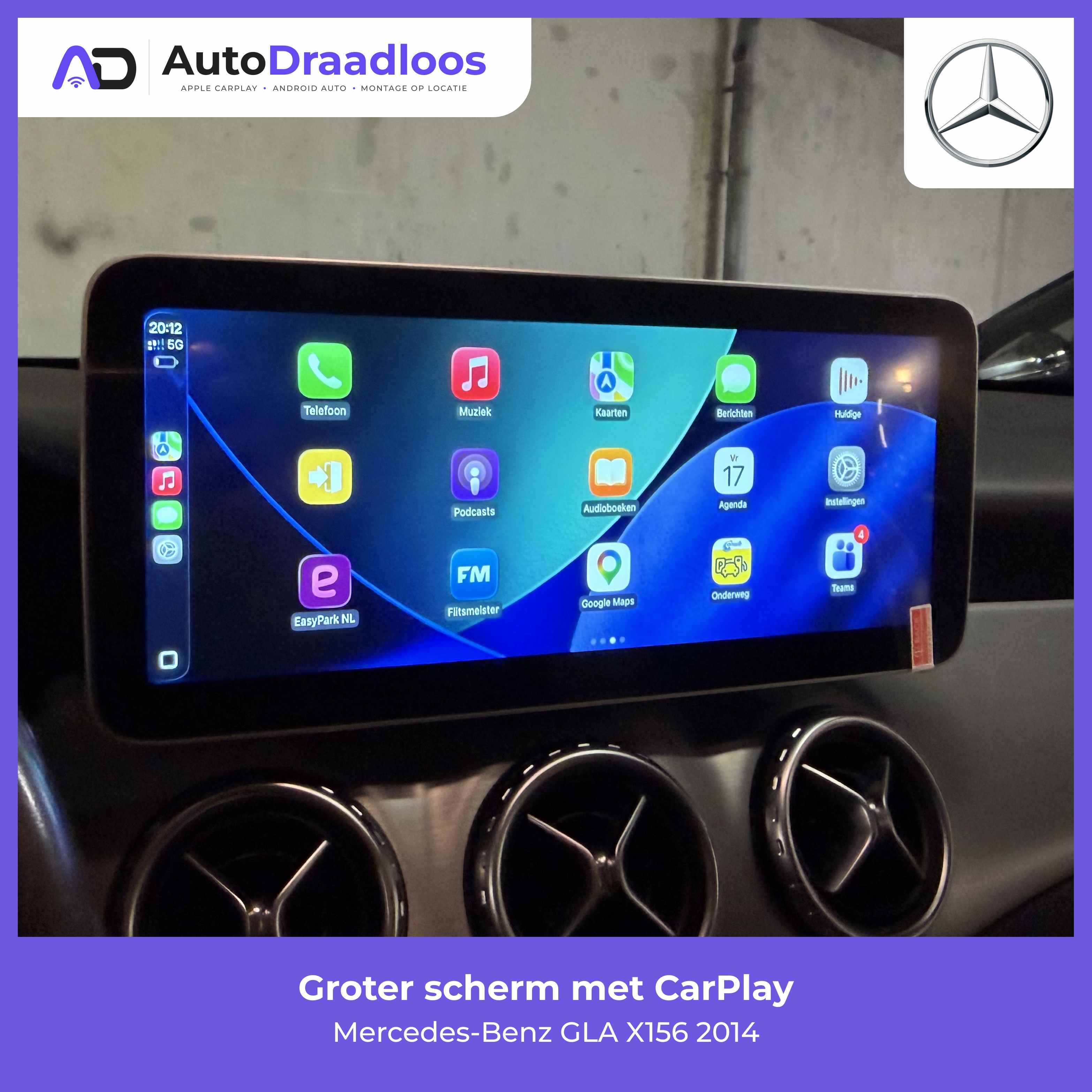 Groter scherm met CarPlay in een GLA