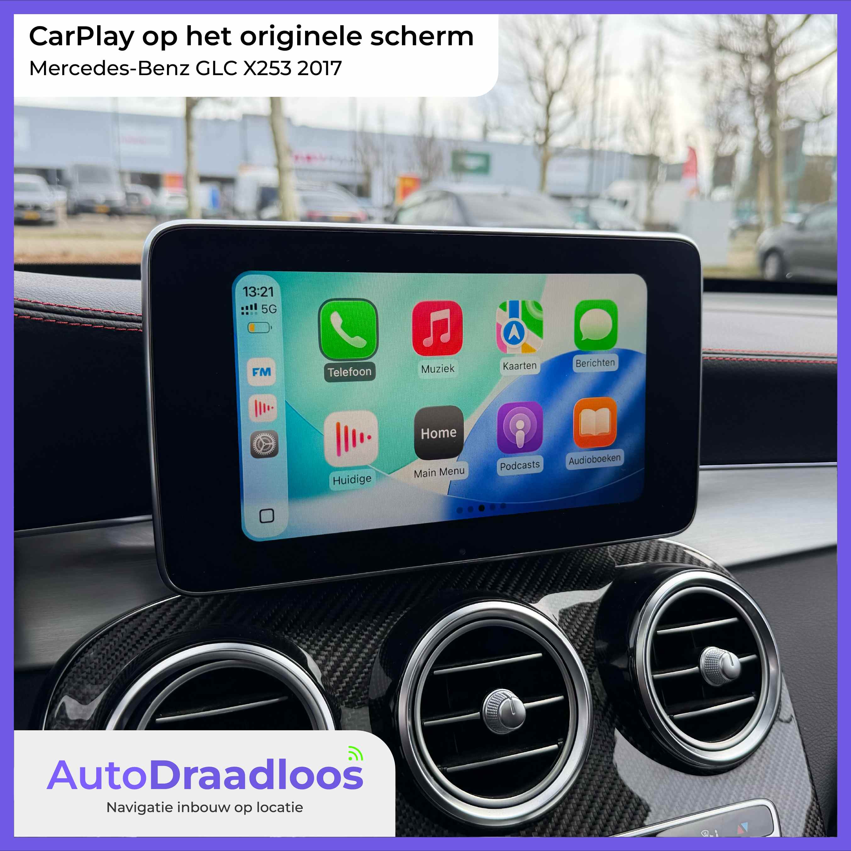 Apple CarPlay op het originele scherm van een GLC