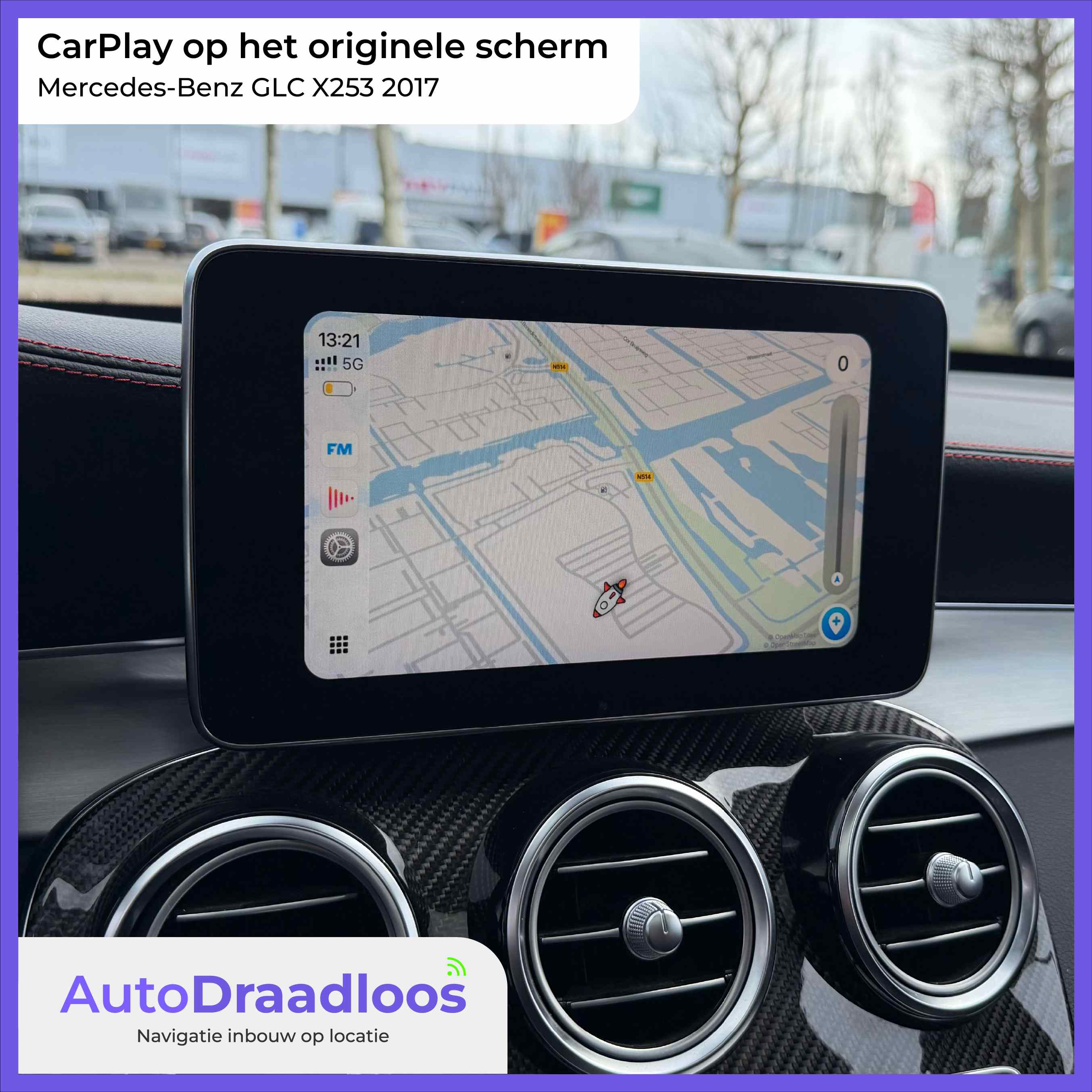 Apple CarPlay op het originele scherm van een GLC