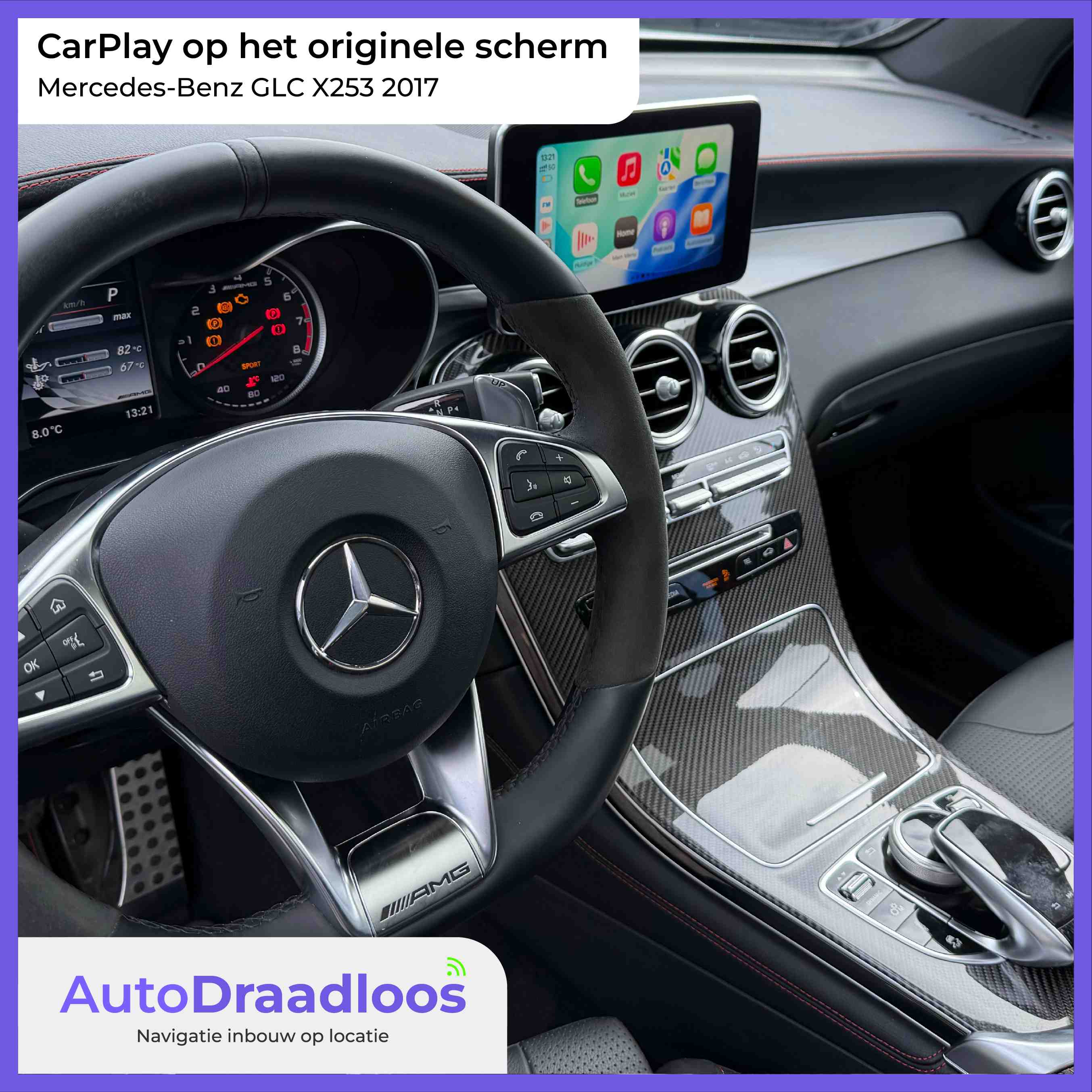 Apple CarPlay op het originele scherm van een GLC