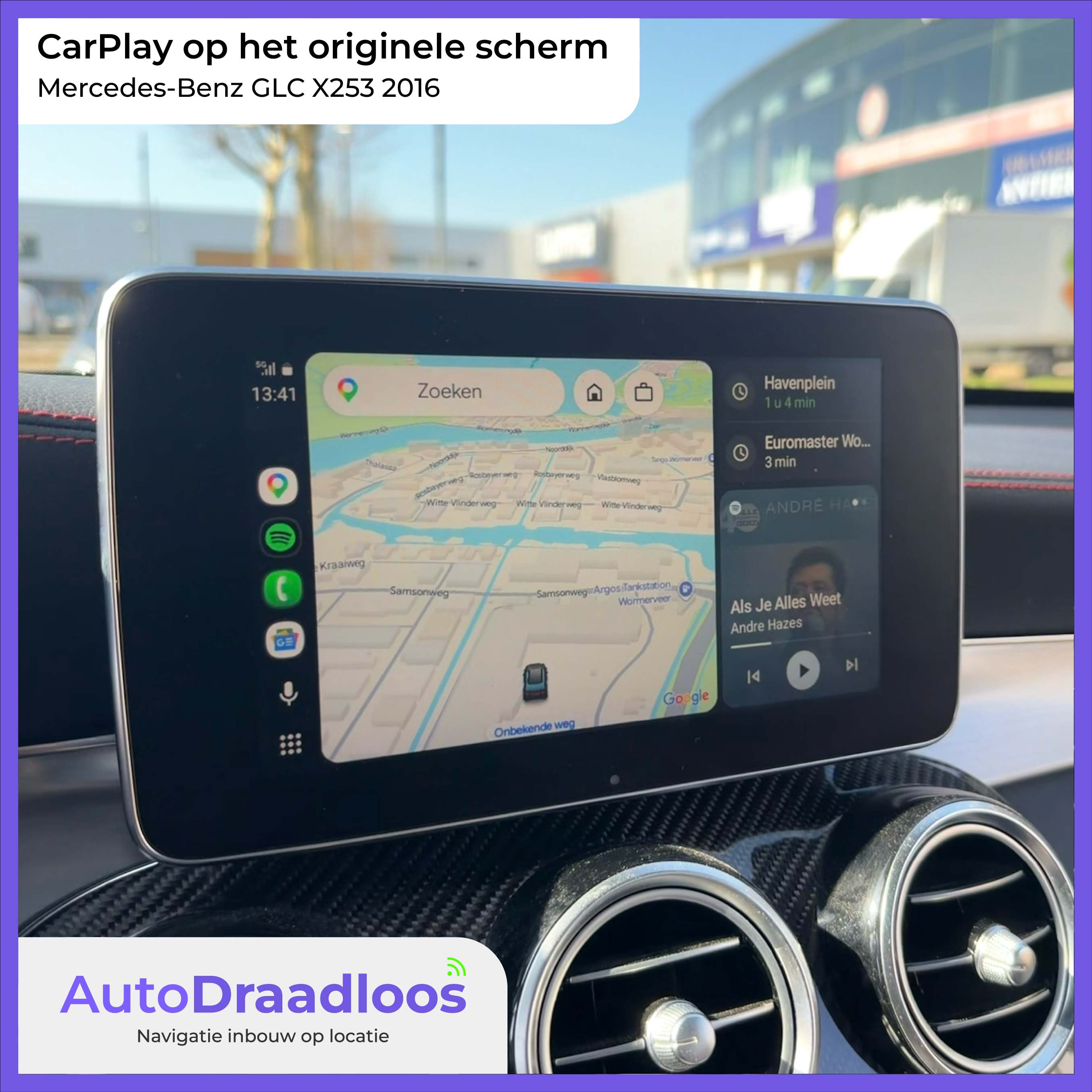 Apple CarPlay op het originele scherm van een GLC