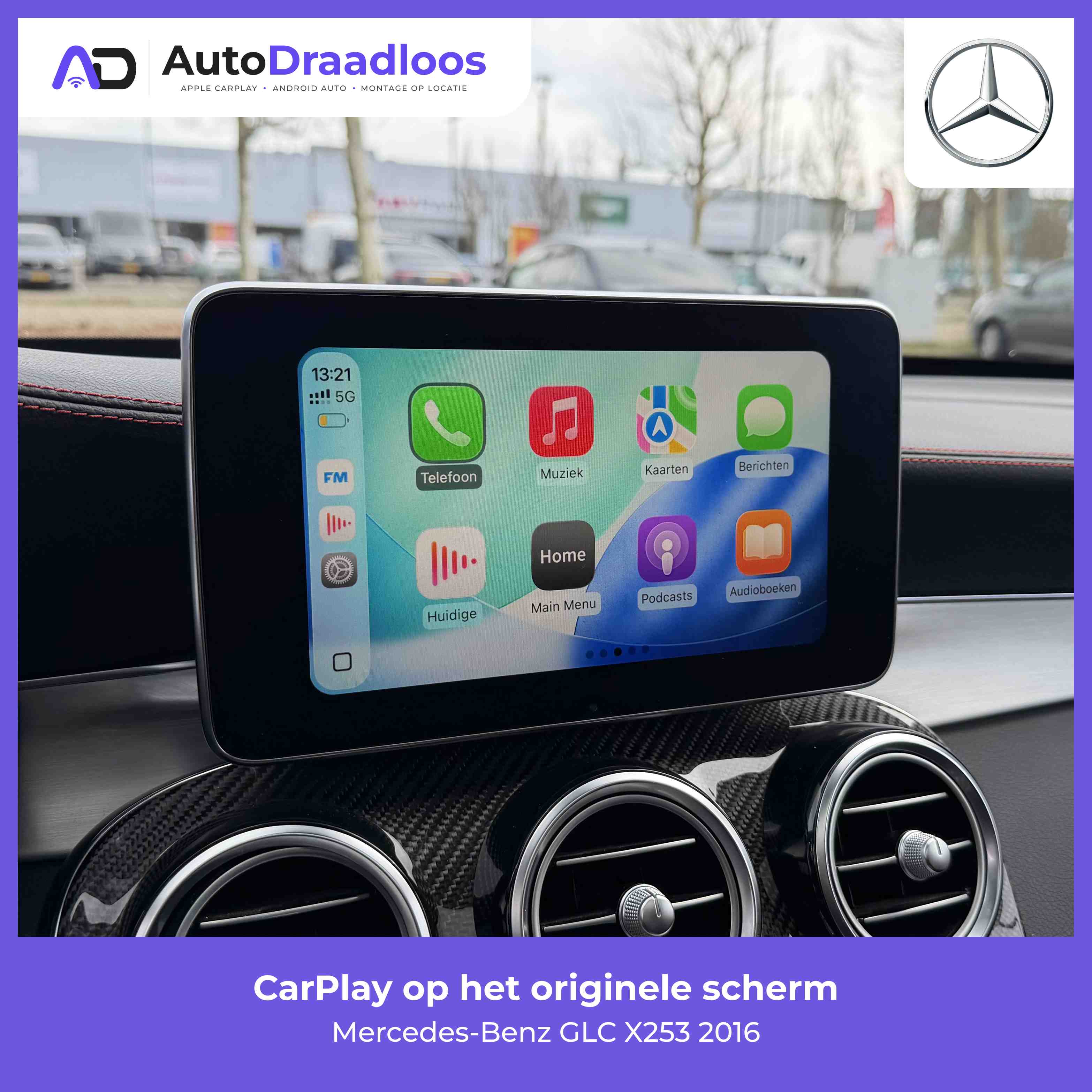 Apple CarPlay op het originele scherm van een GLC