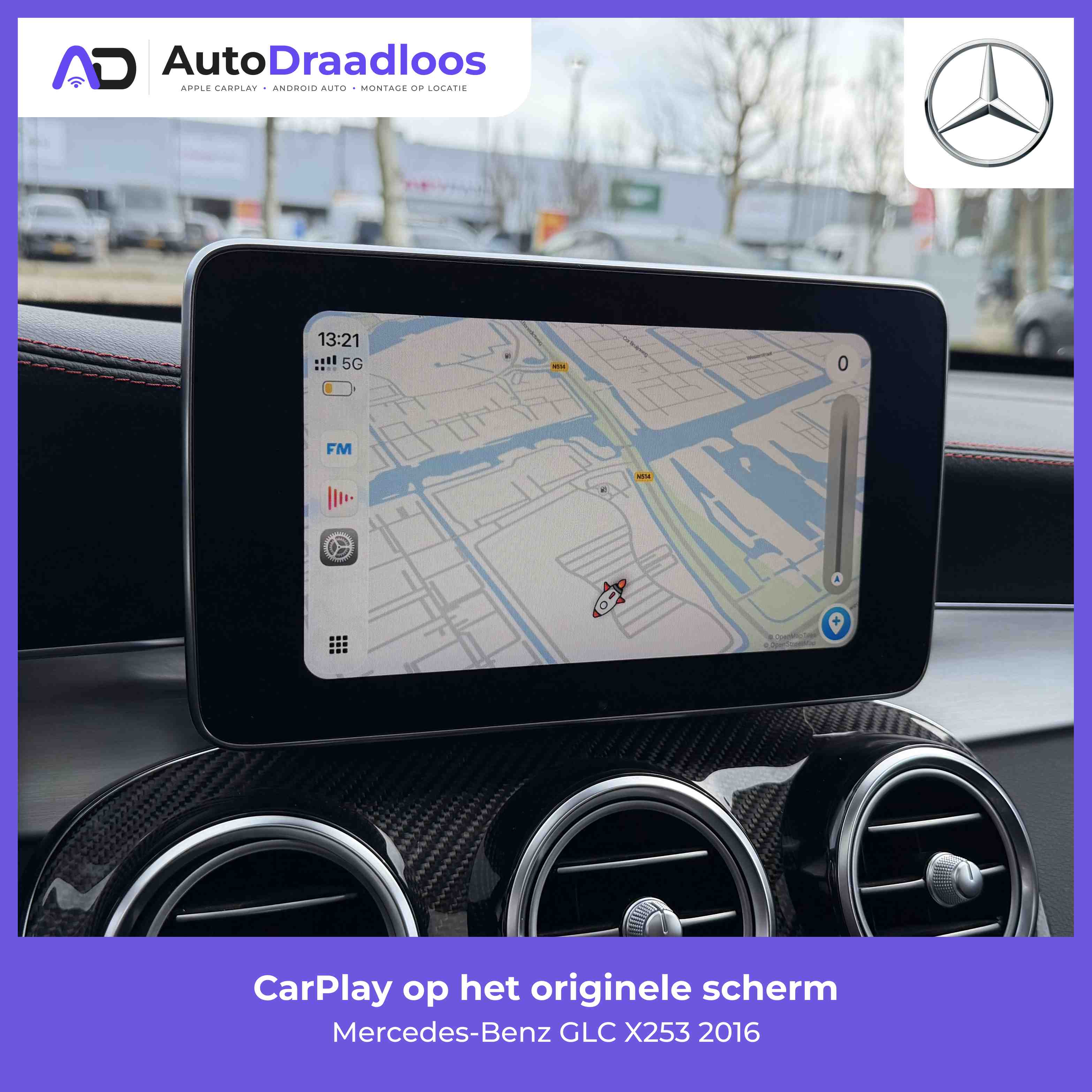 Apple CarPlay op het originele scherm van een GLC