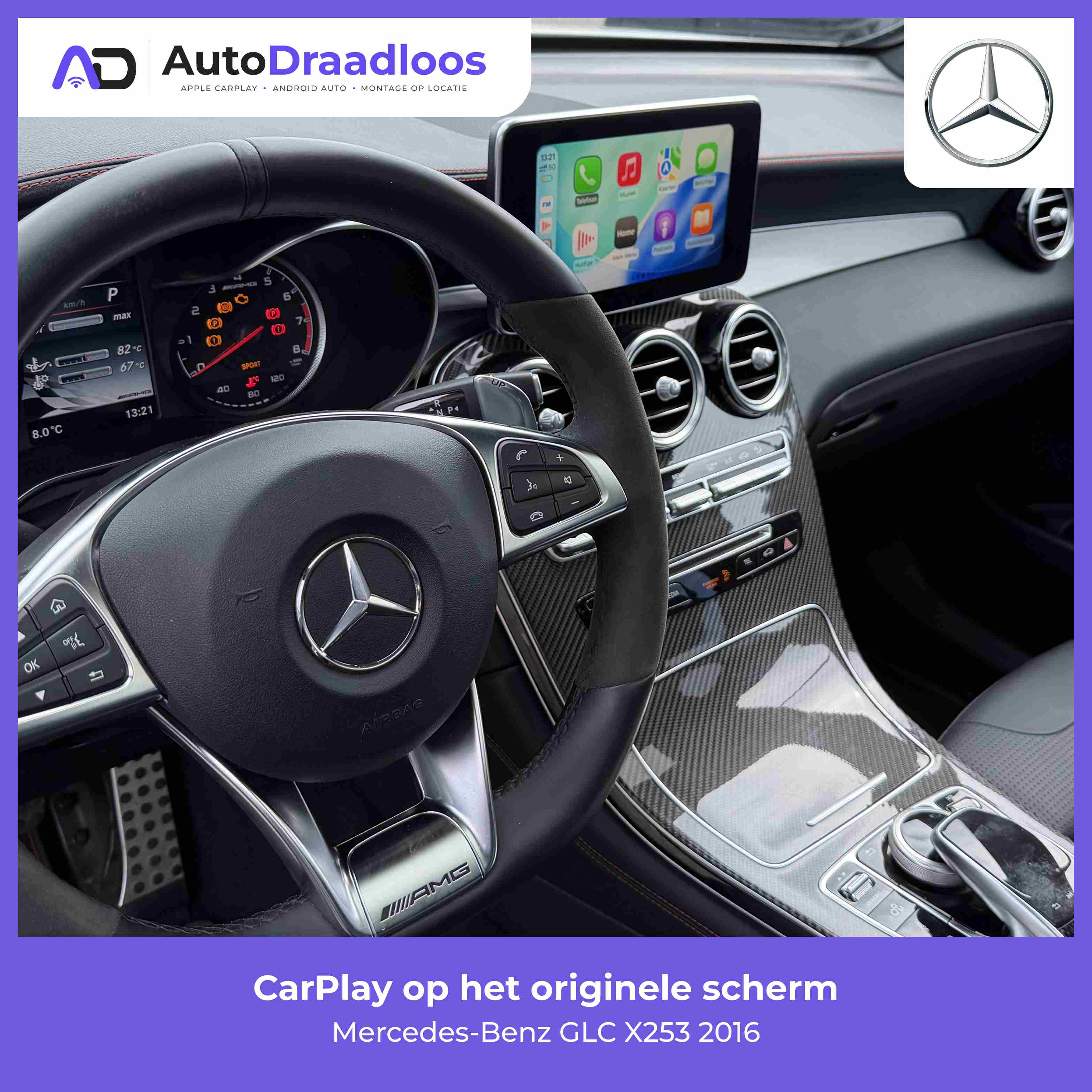 Apple CarPlay op het originele scherm van een GLC