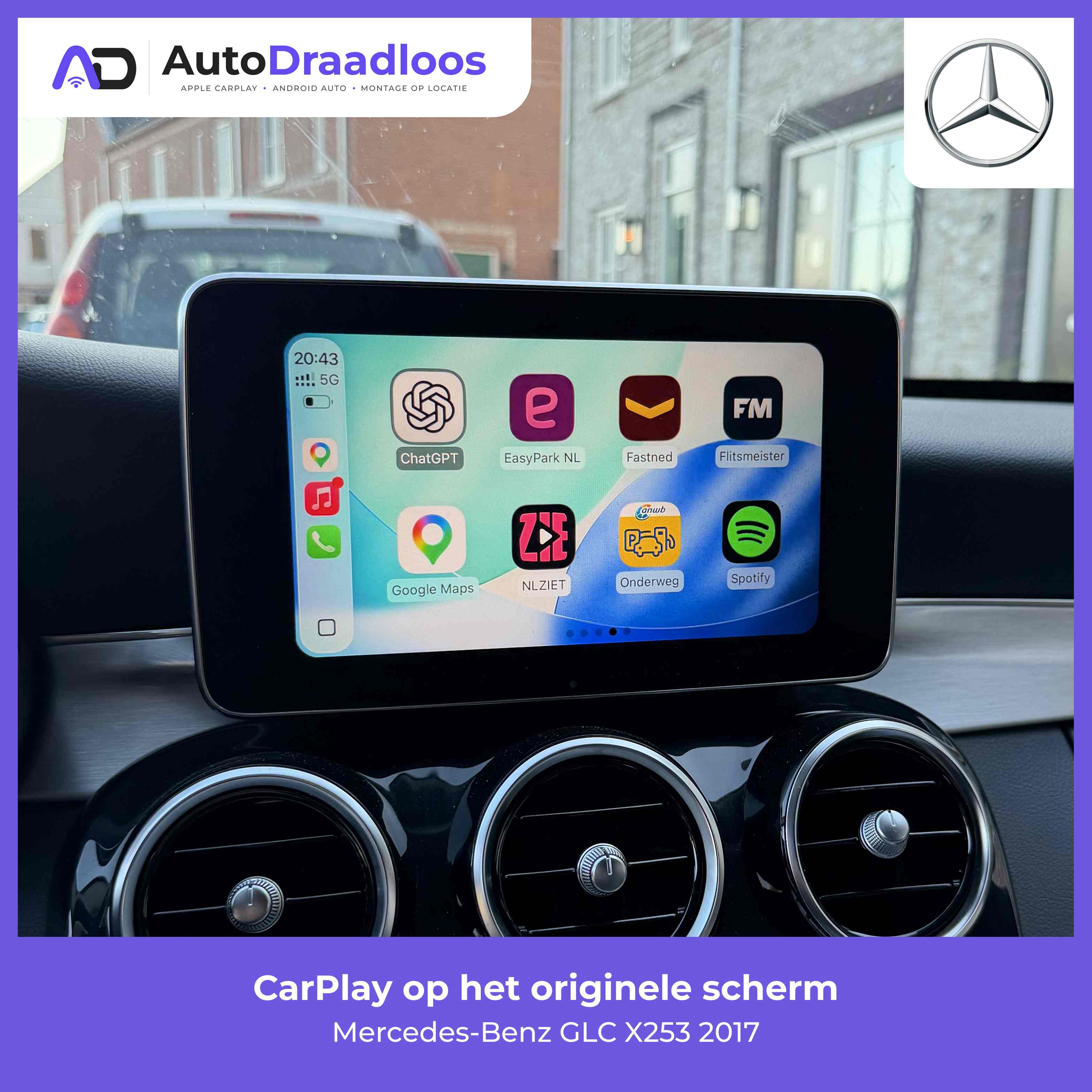 Apple CarPlay op het originele scherm van een GLC