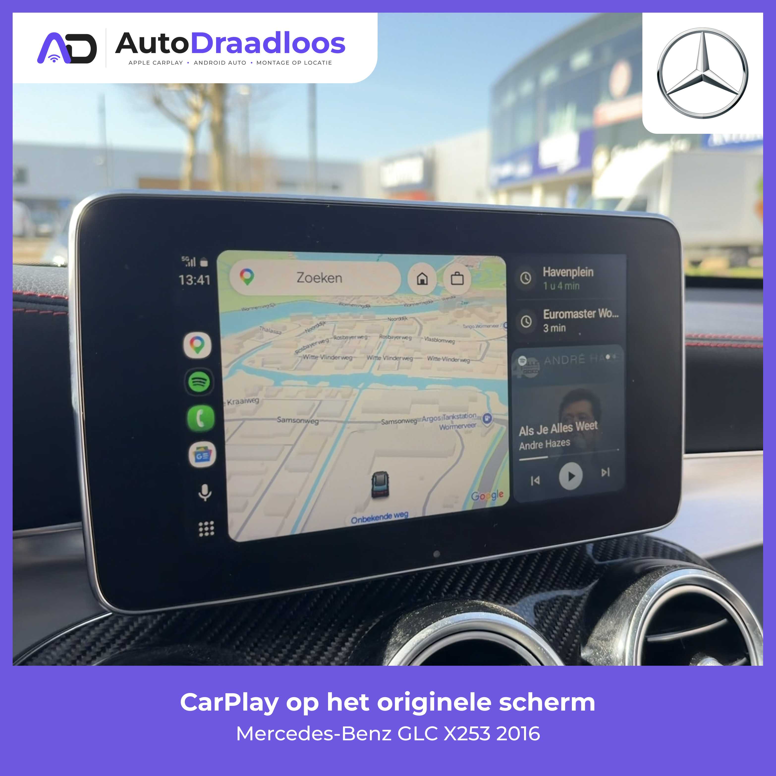 Android Auto op het originele scherm van een GLC