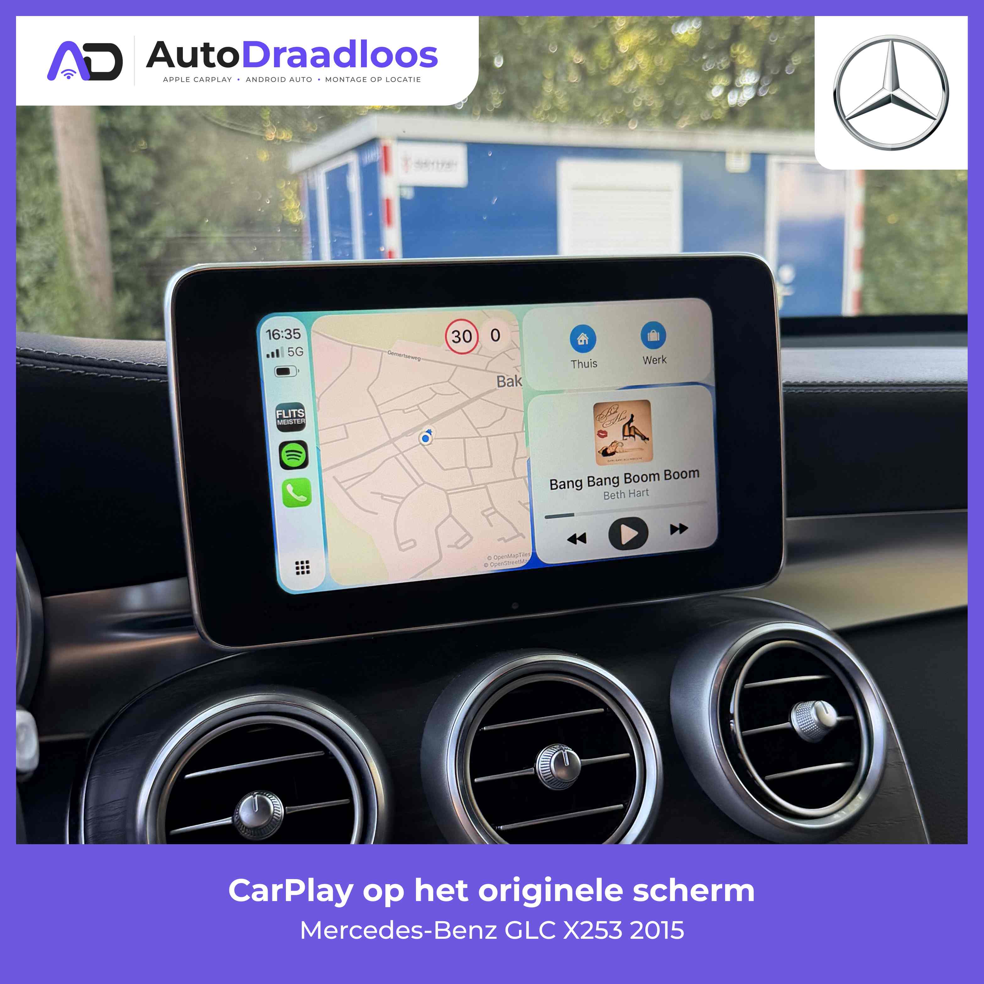 Android Auto op het originele scherm van een GLC