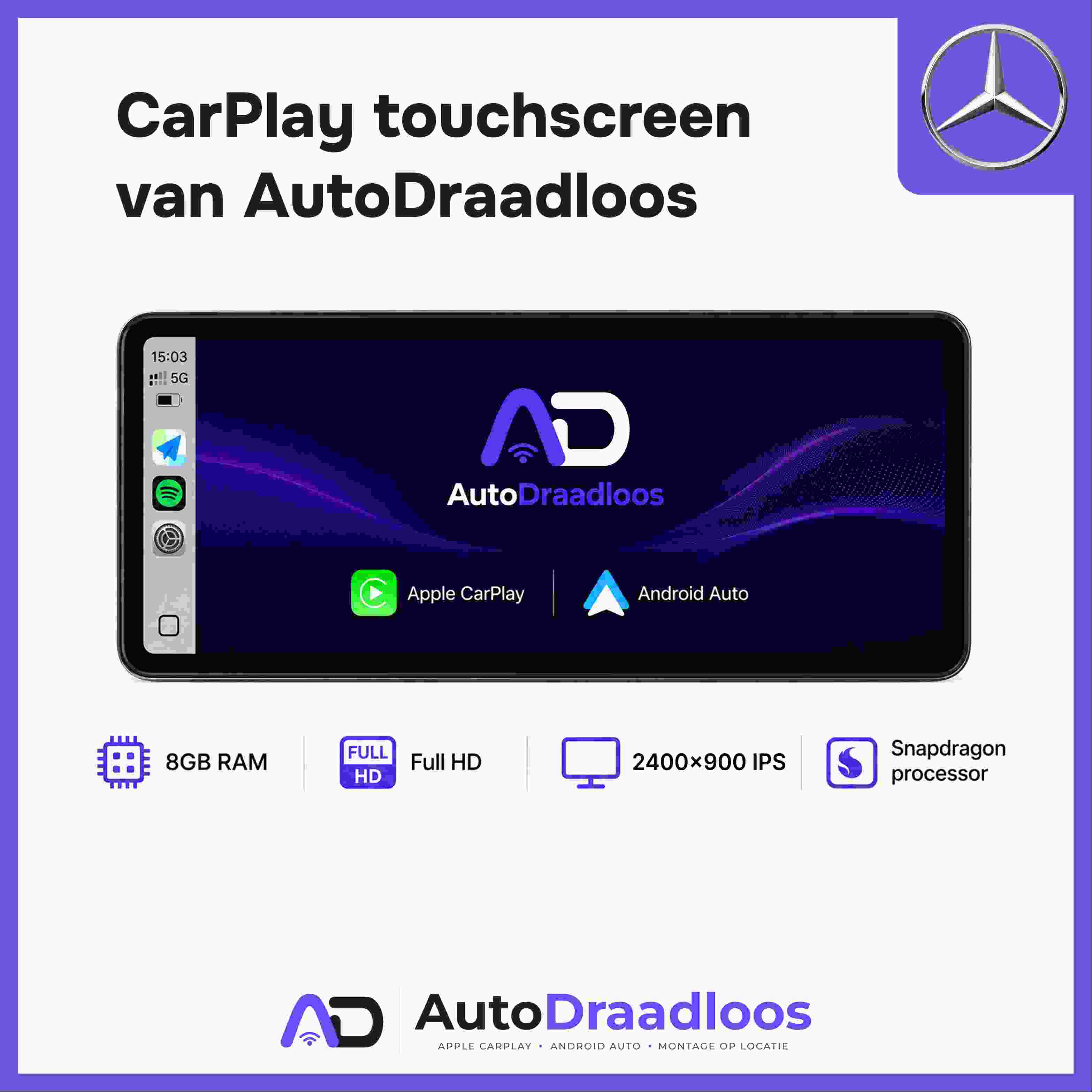 Apple CarPlay & Android Auto met groter scherm Mercedes-Benz