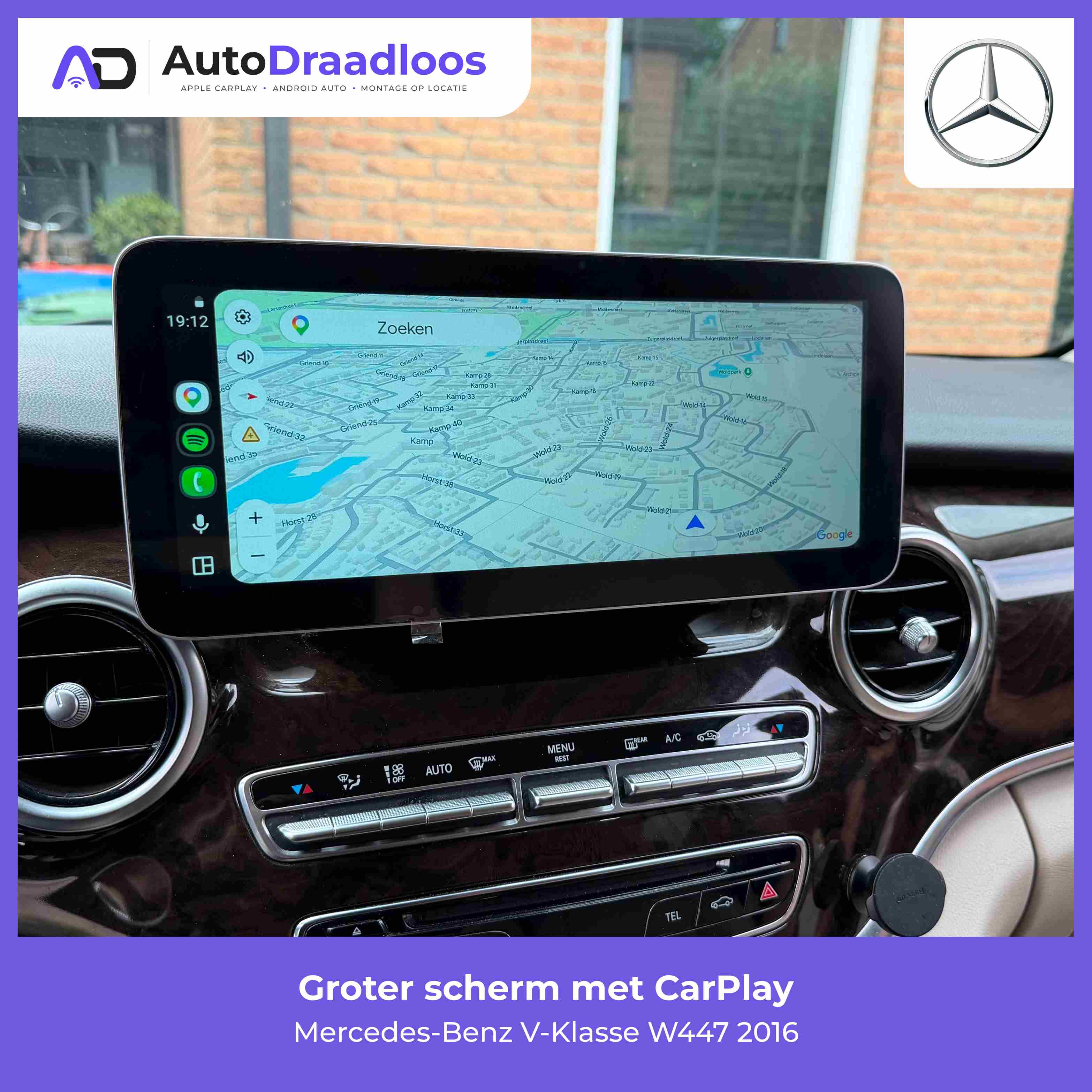 Groter scherm met CarPlay in een V-Klasse