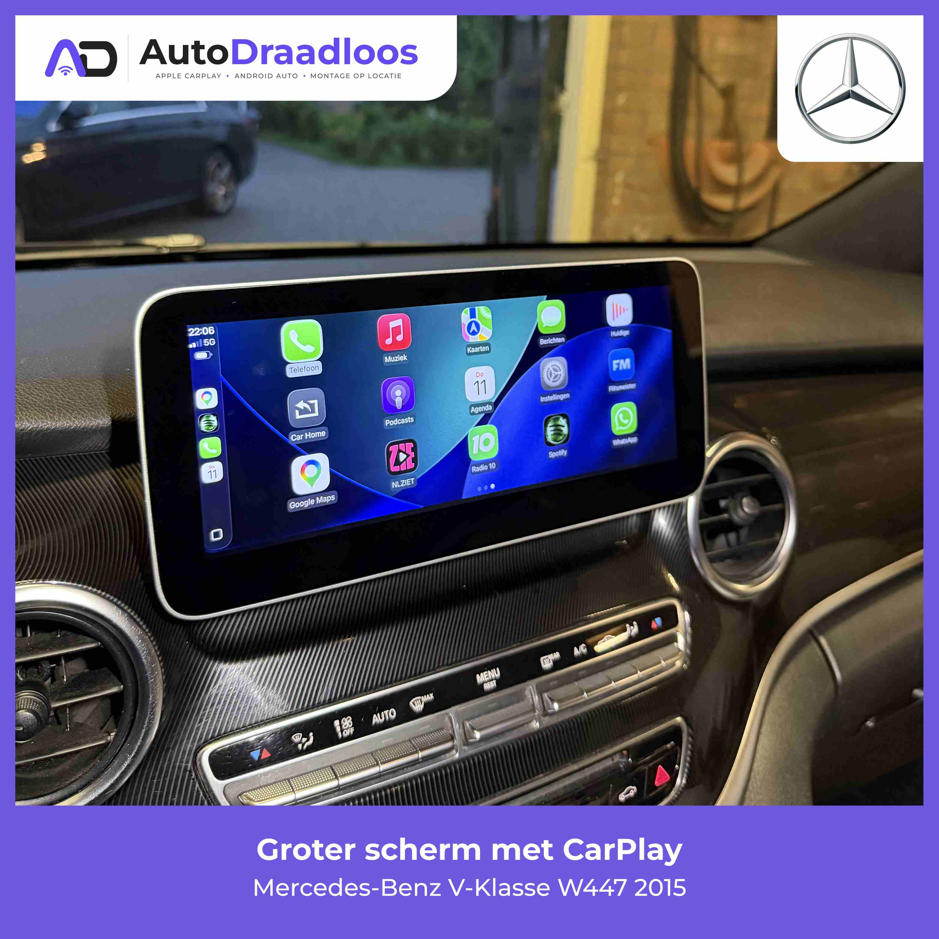 Groter scherm met CarPlay in een V-Klasse
