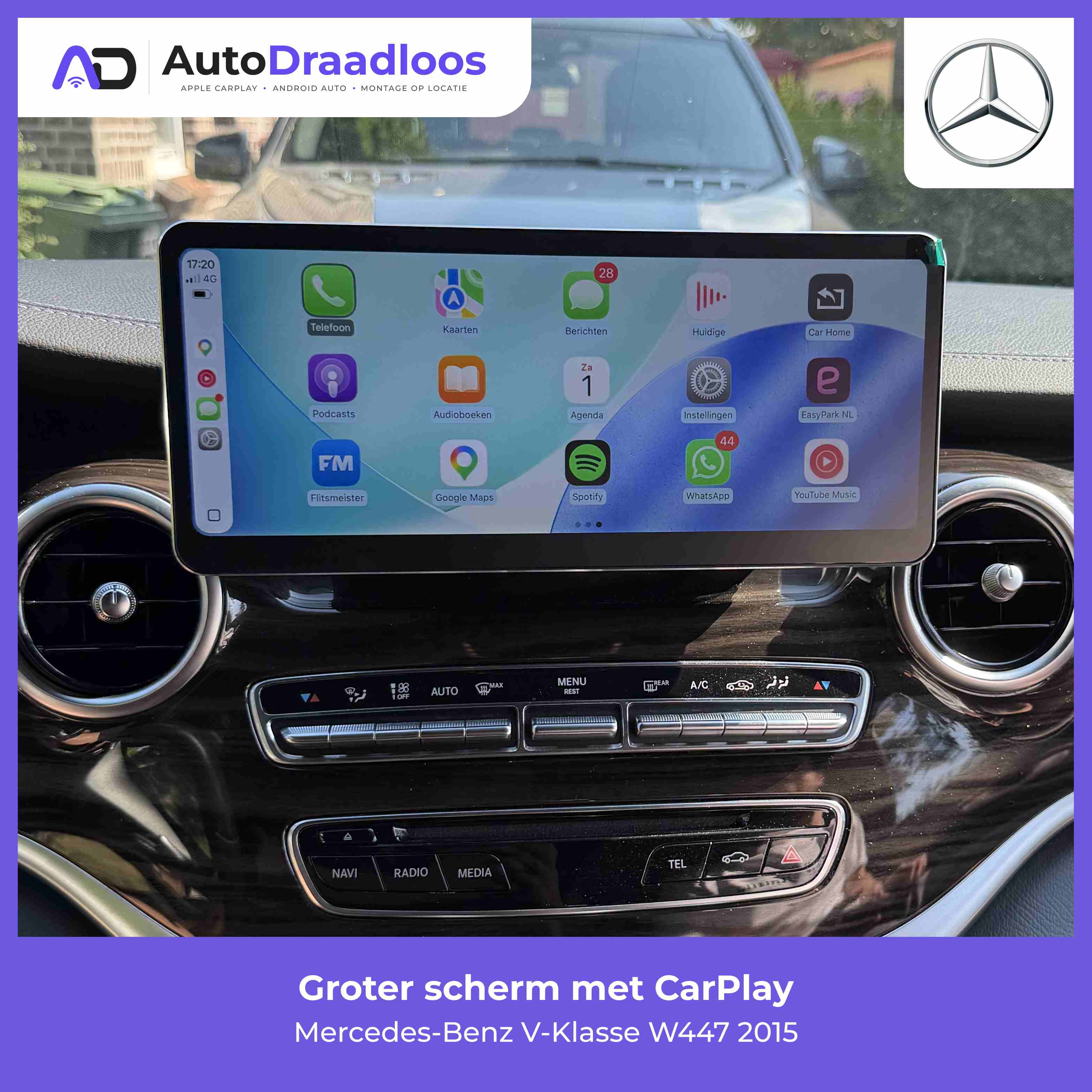 Groter scherm met CarPlay in een V-Klasse