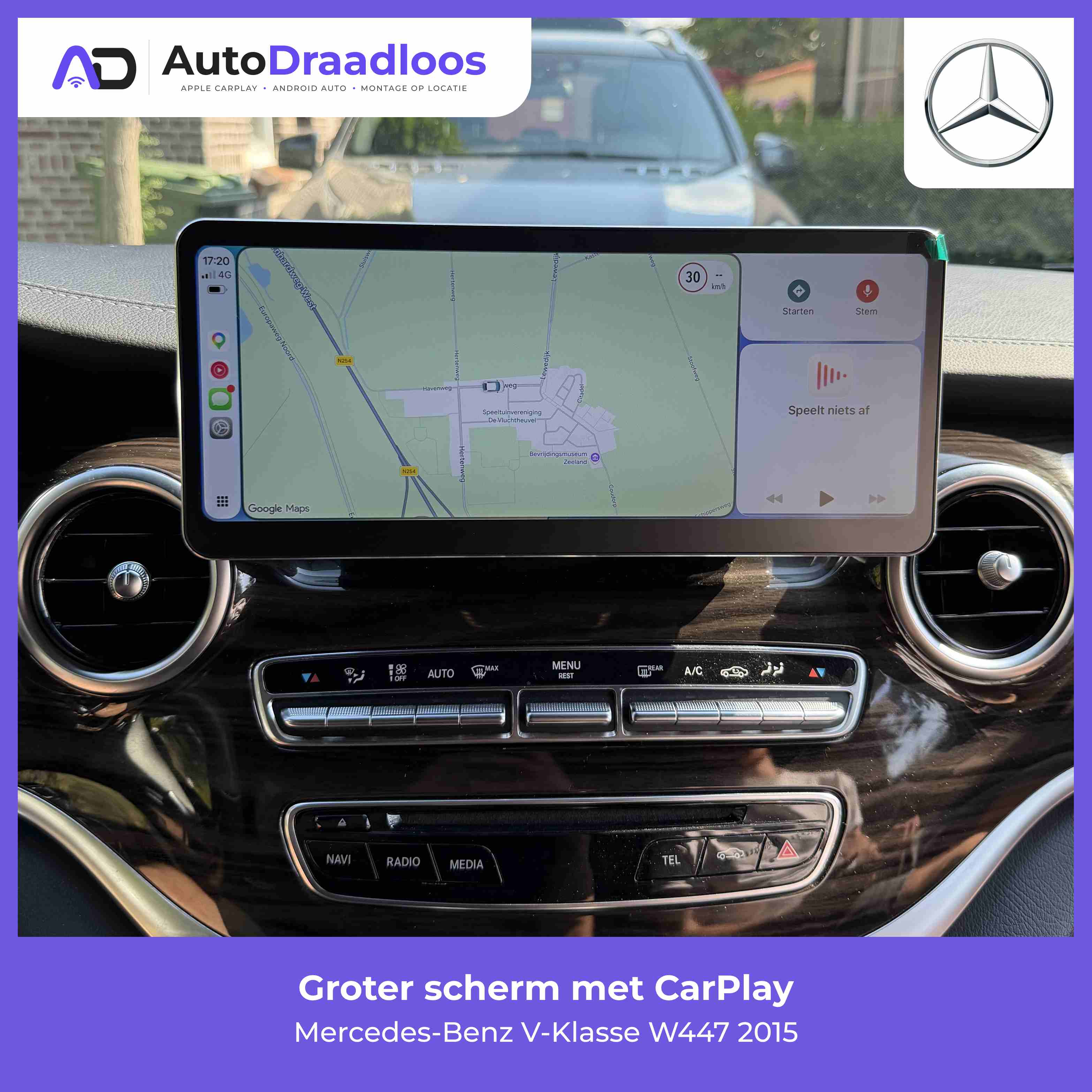 Groter scherm met CarPlay in een V-Klasse