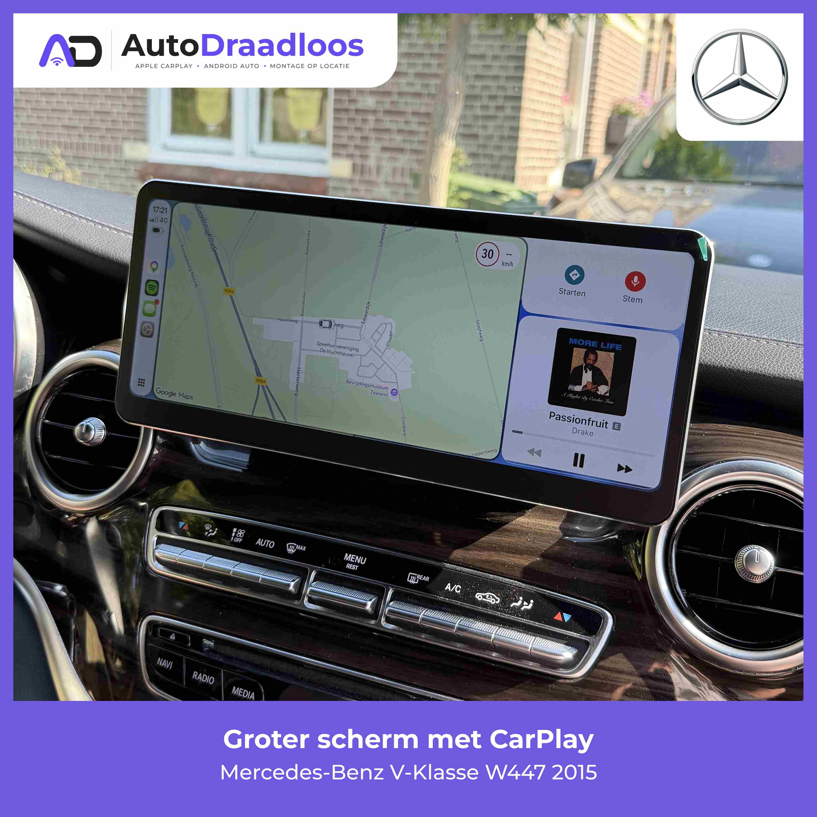 Groter scherm met CarPlay in een V-Klasse