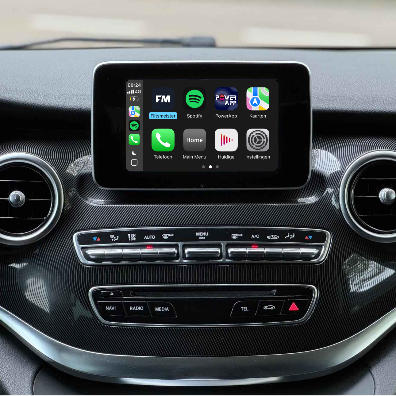 vklasse scherm met CarPlay