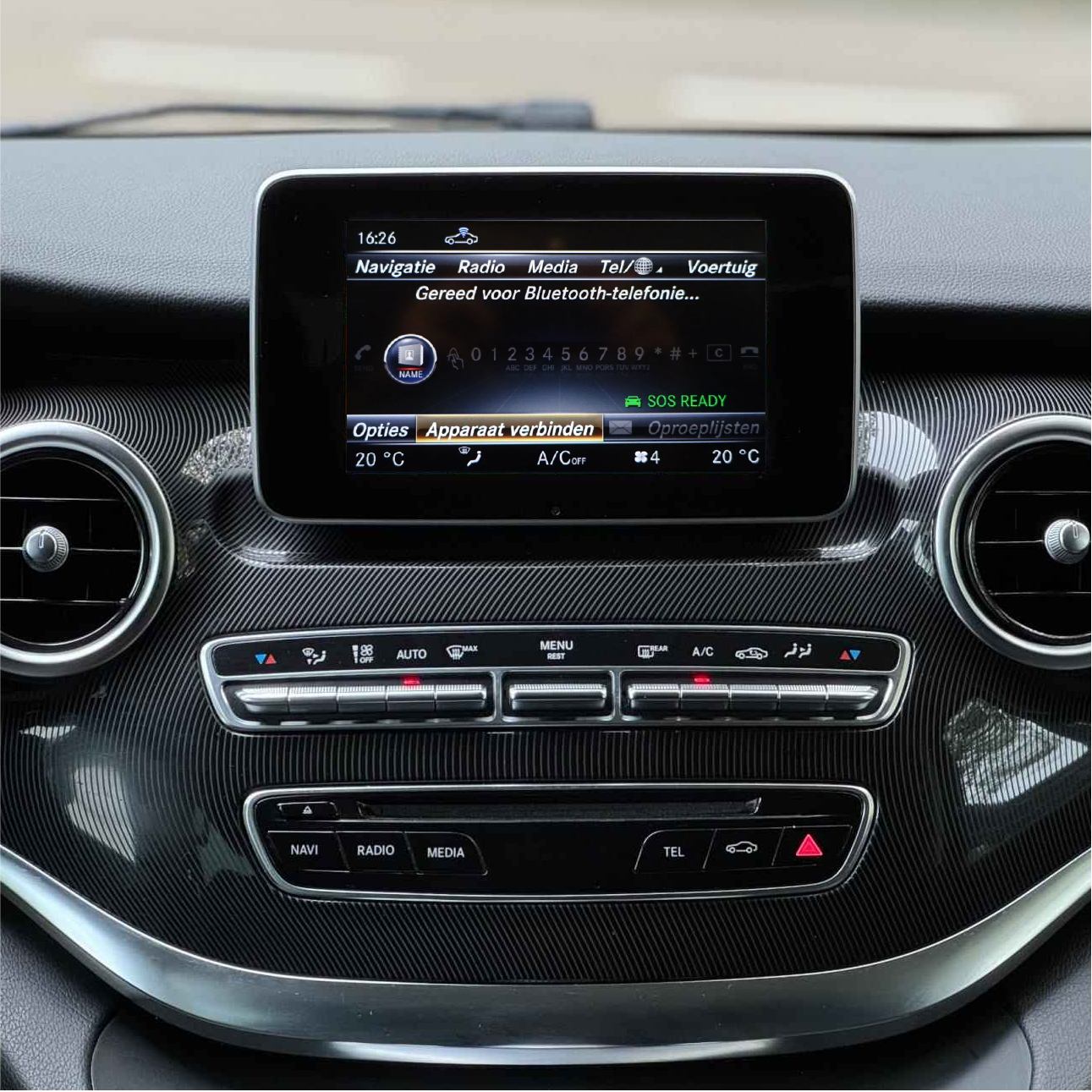 vklasse scherm zonder CarPlay