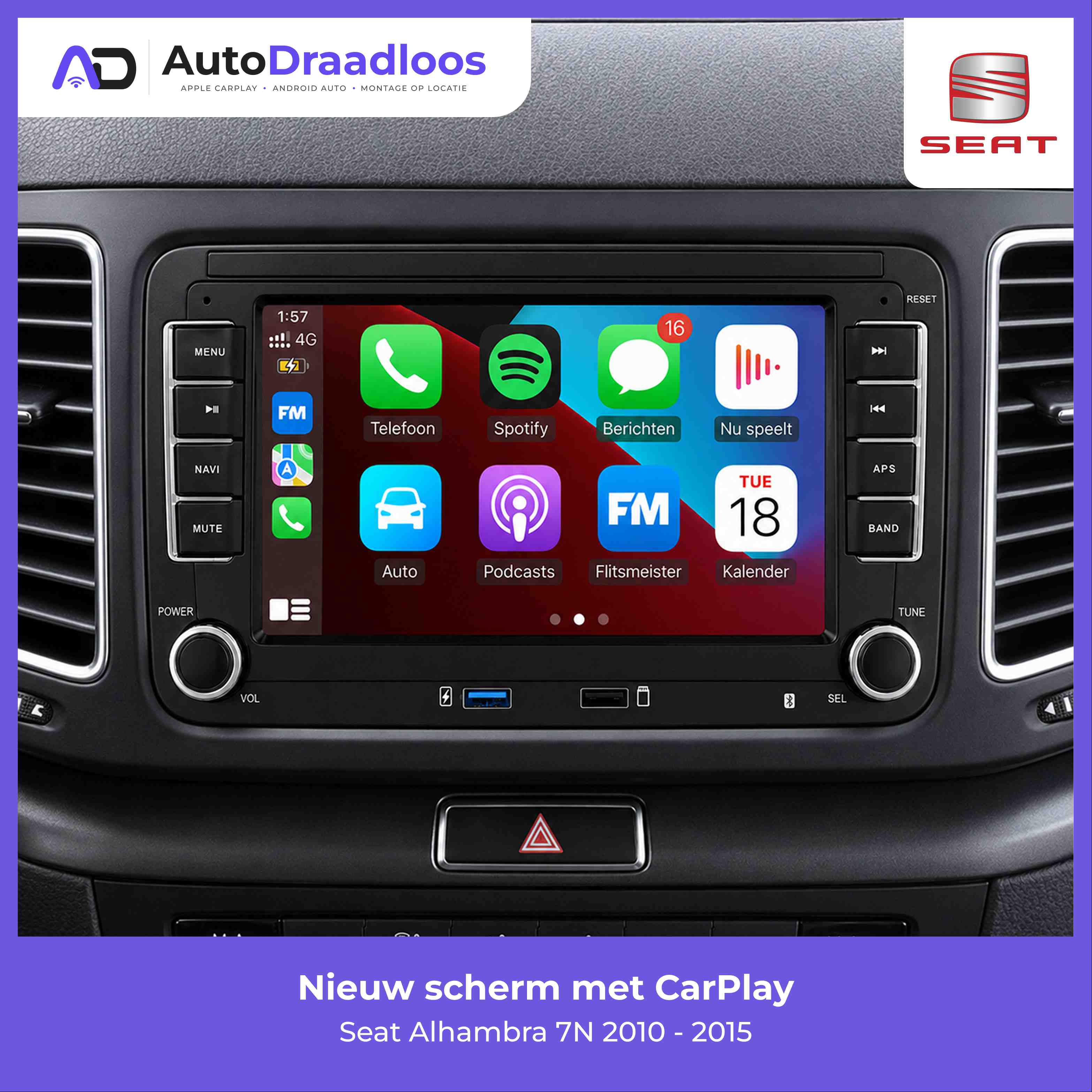 Apple CarPlay en Android Auto in een Seat Alhambra