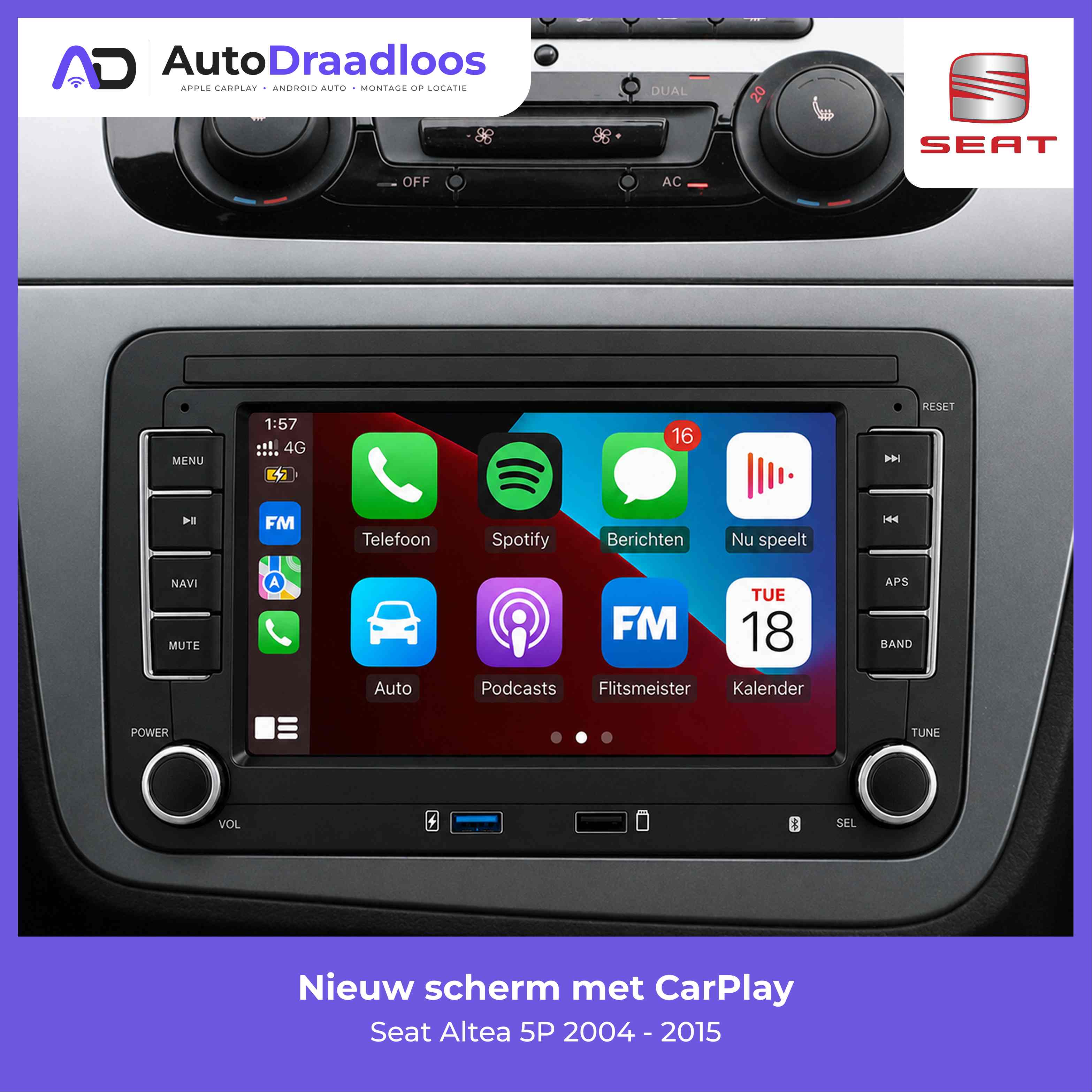 Apple CarPlay en Android Auto in een Seat Altea