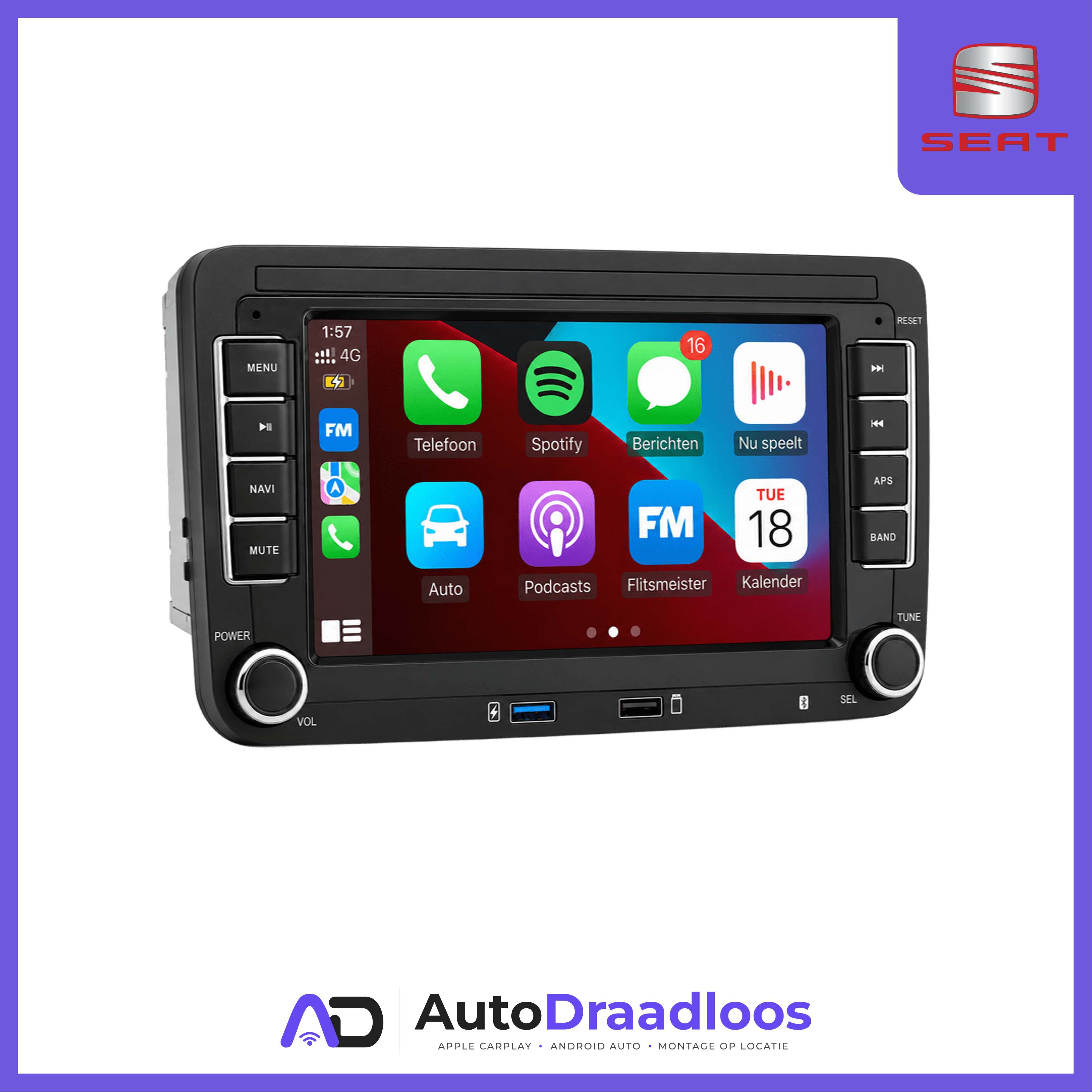 CarPlay-scherm voor Seat van AutoDraadloos