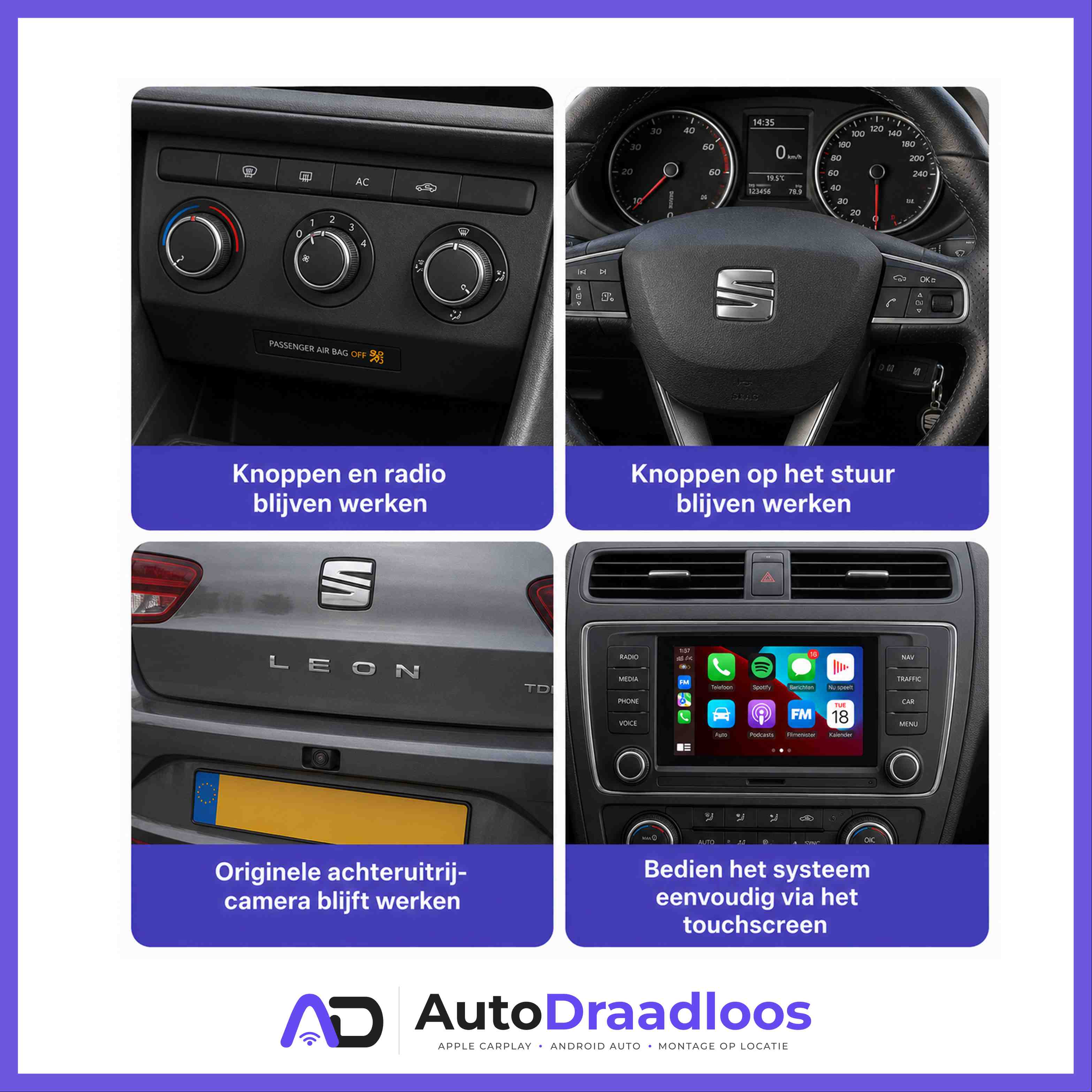 CarPlay-scherm voor Seat van AutoDraadloos