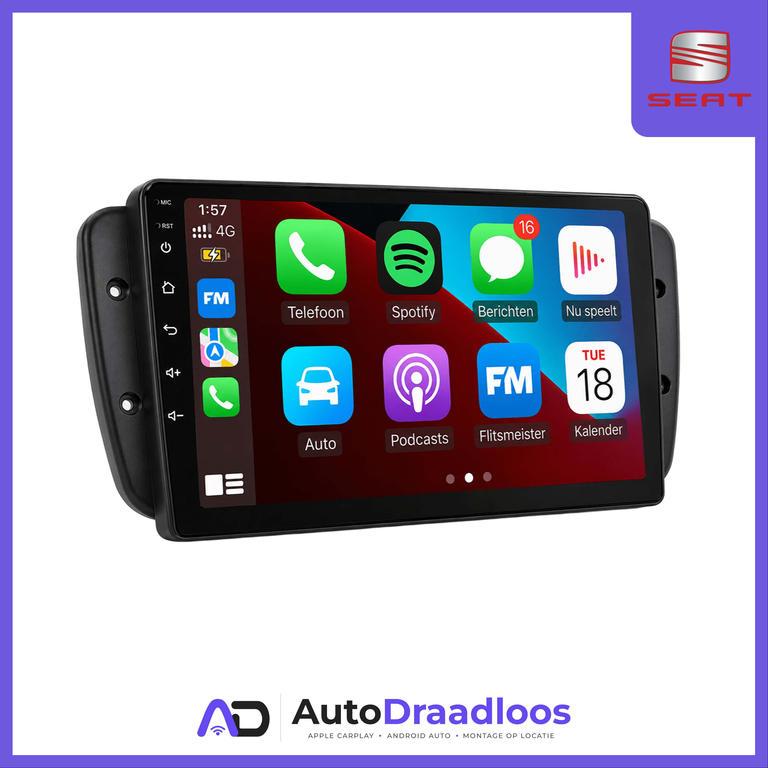CarPlay-scherm voor Seat van AutoDraadloos