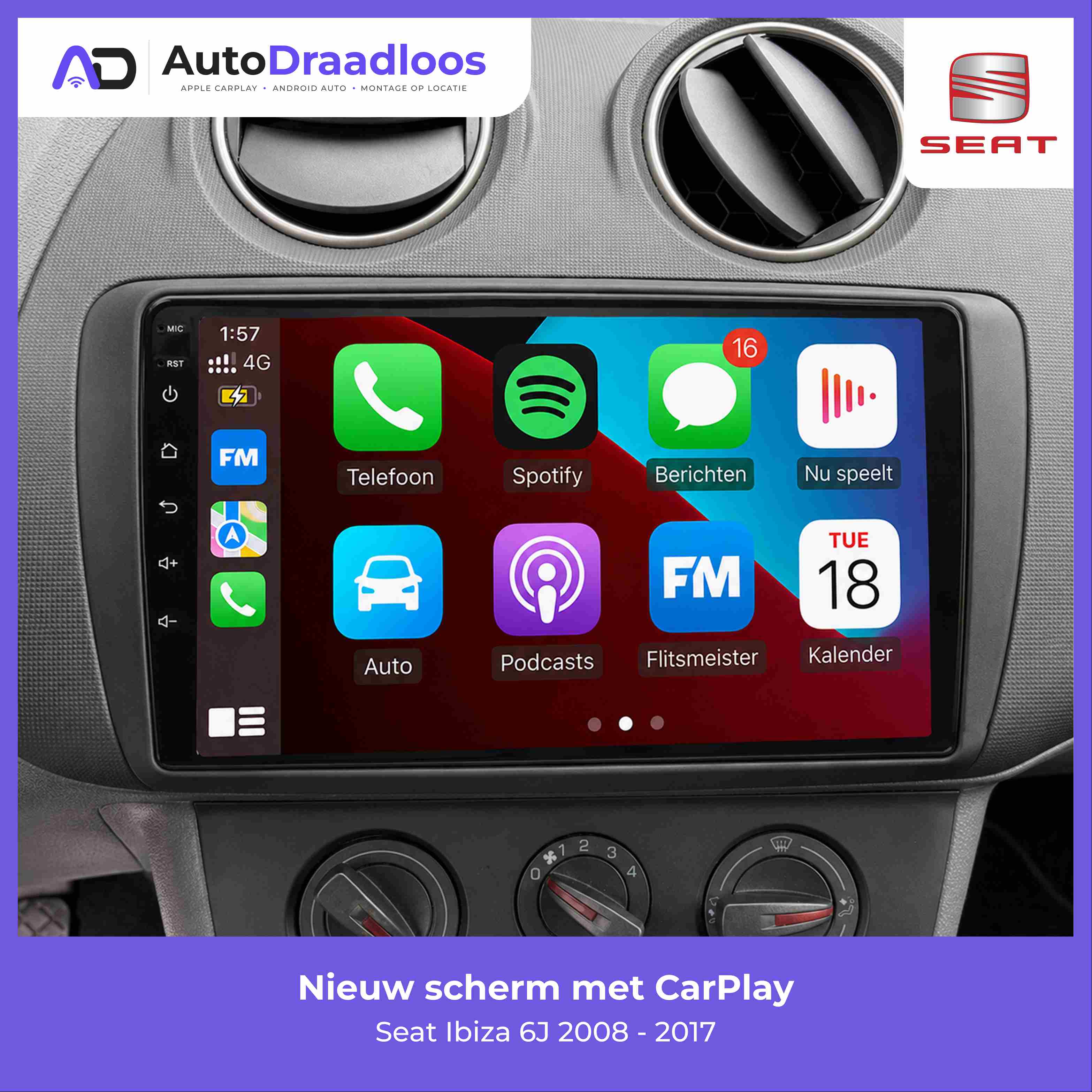 Apple CarPlay en Android Auto in een Seat Ibiza