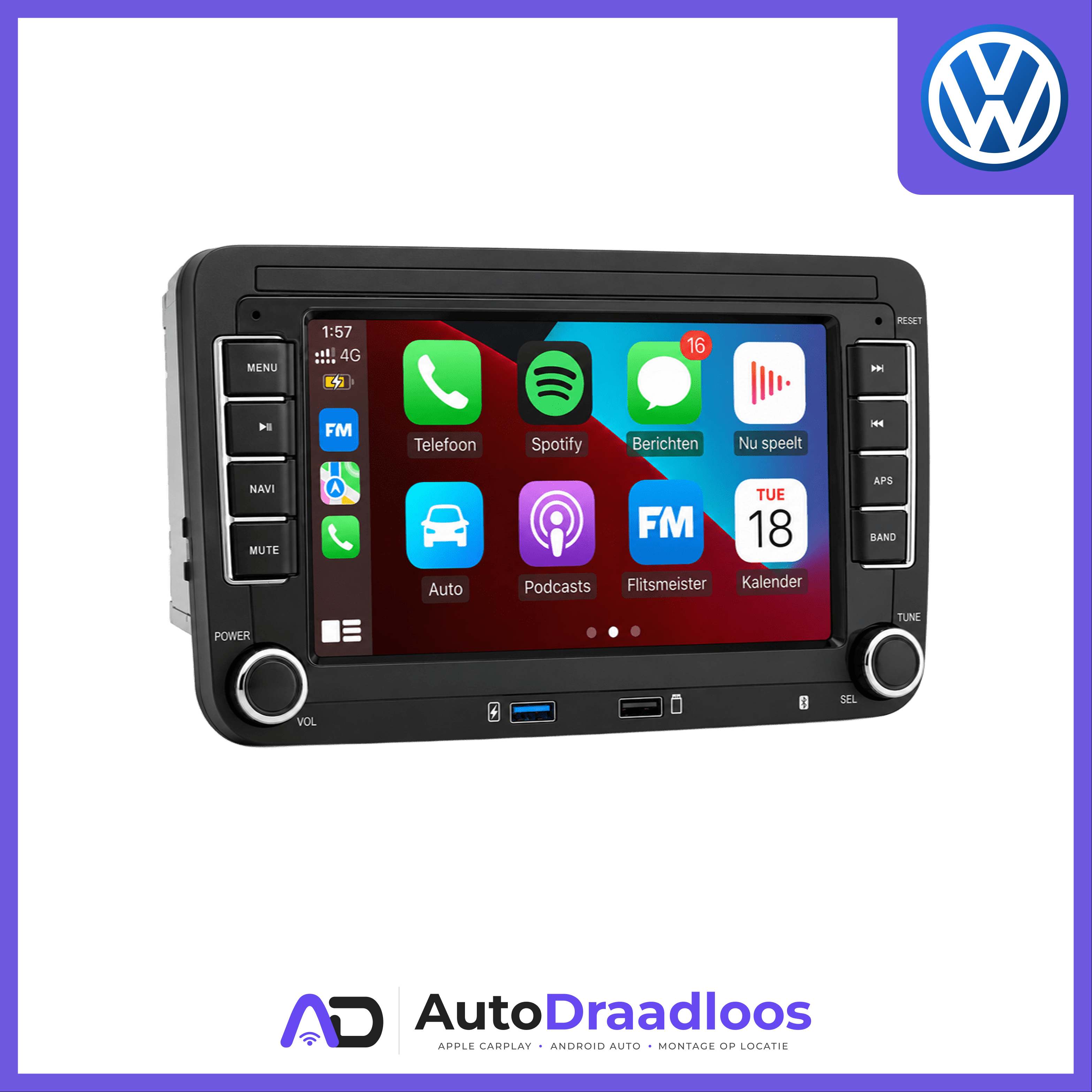 CarPlay-scherm voor Volkswagen van AutoDraadloos