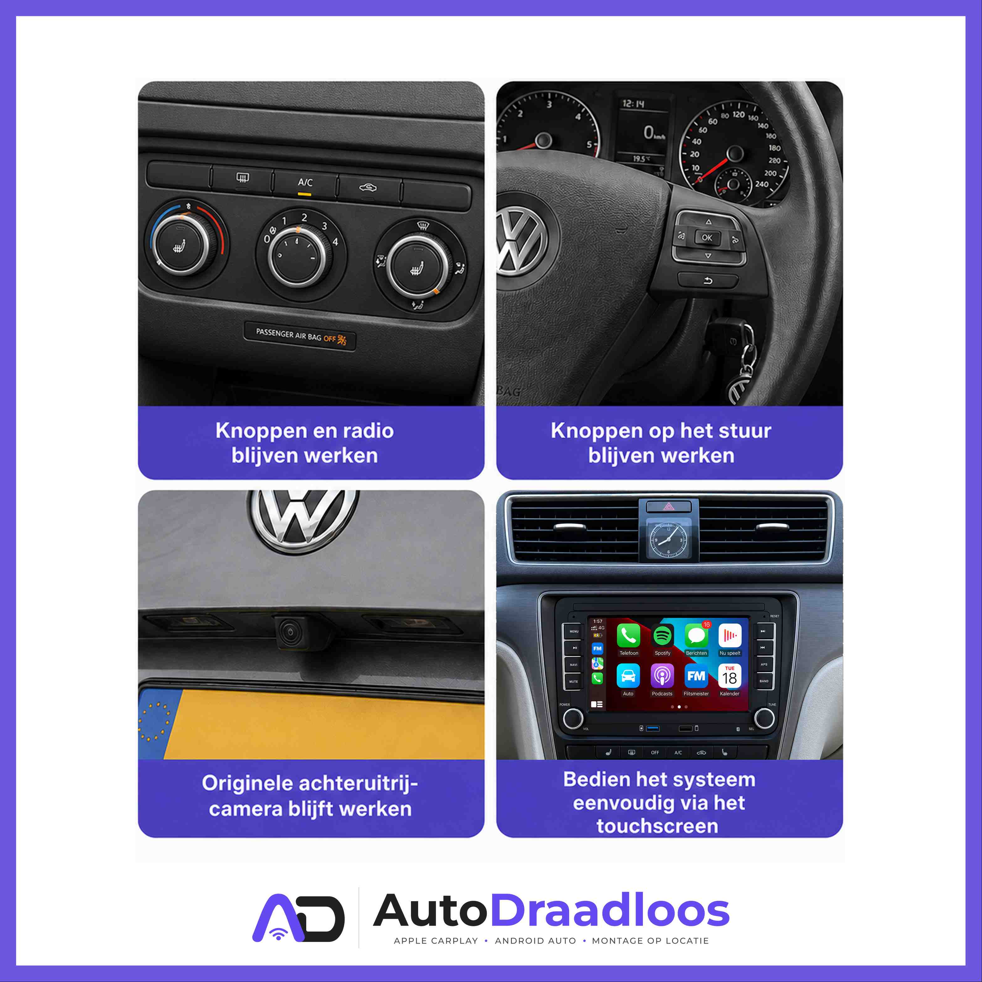 CarPlay-scherm voor Volkswagen van AutoDraadloos