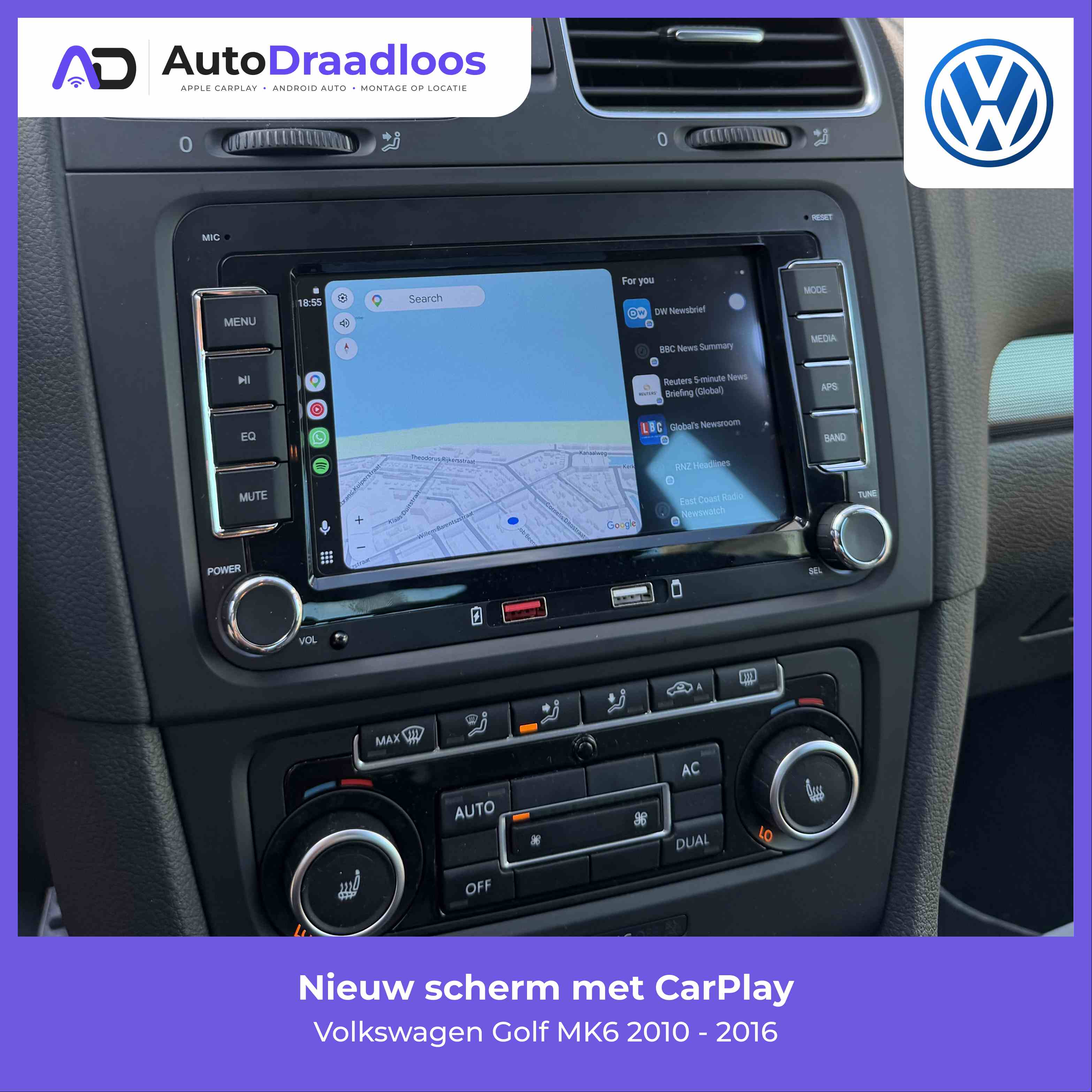 Apple CarPlay en Android Auto in een Volkswagen Golf
