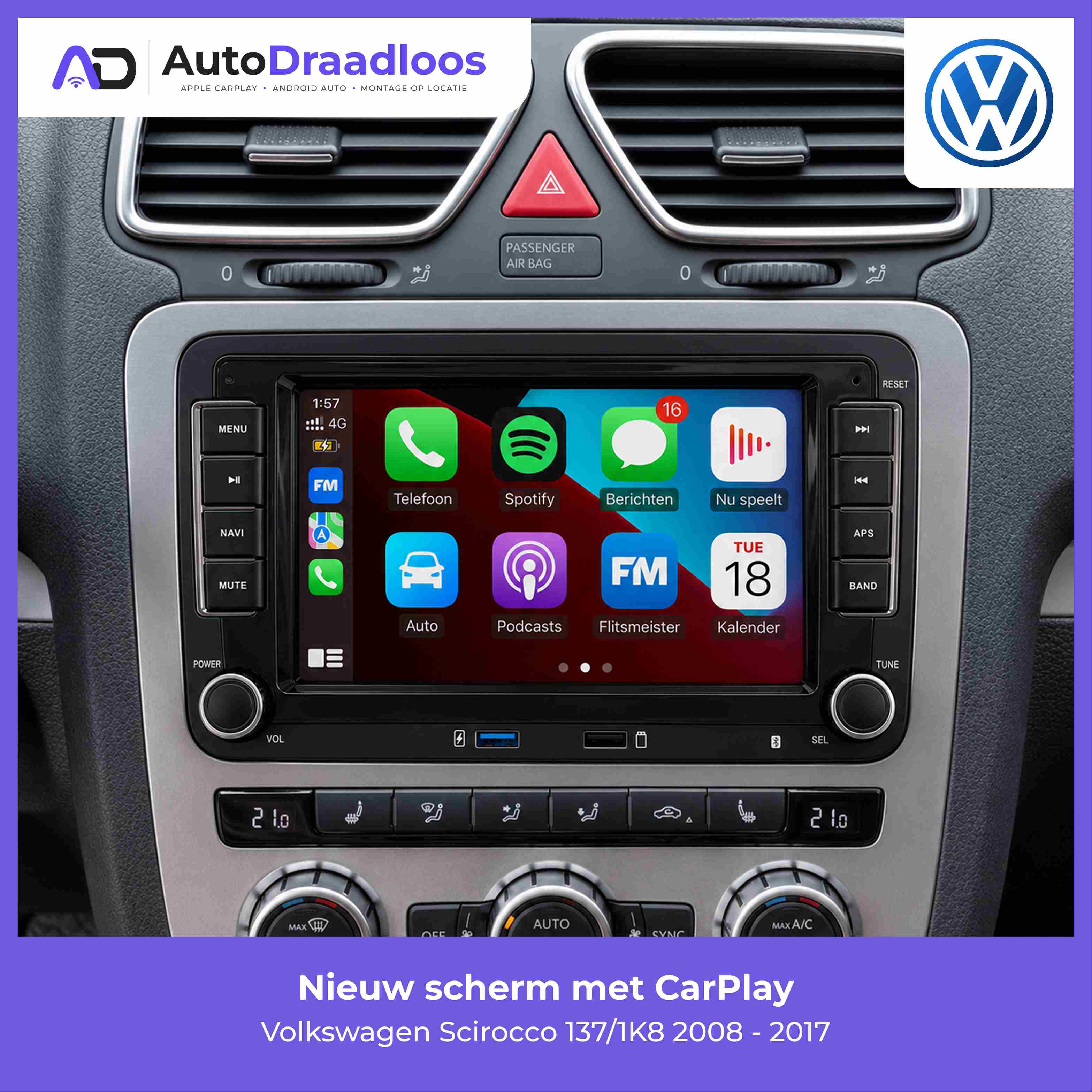 Apple CarPlay en Android Auto in een Volkswagen Scirocco