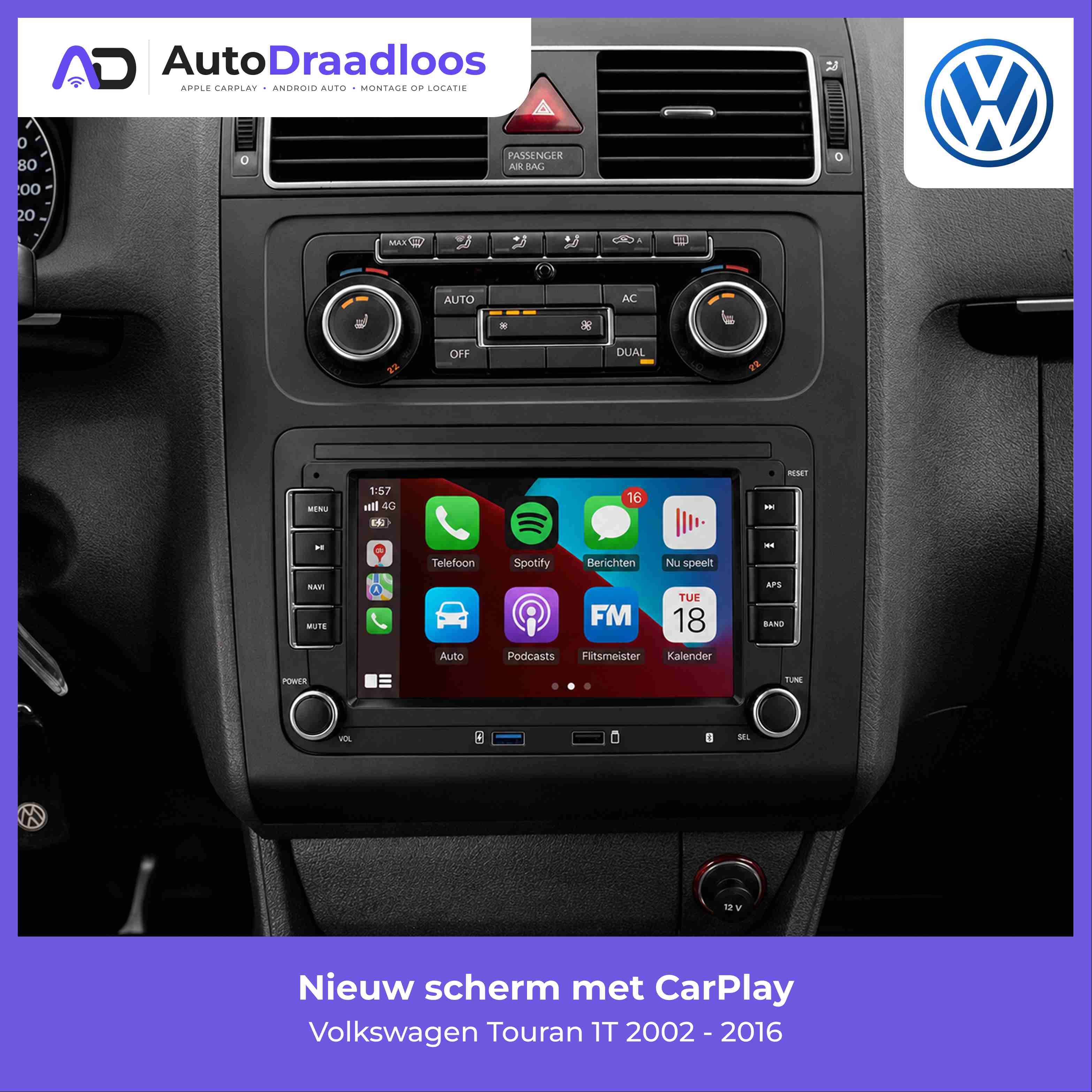 Apple CarPlay en Android Auto in een Volkswagen Touran