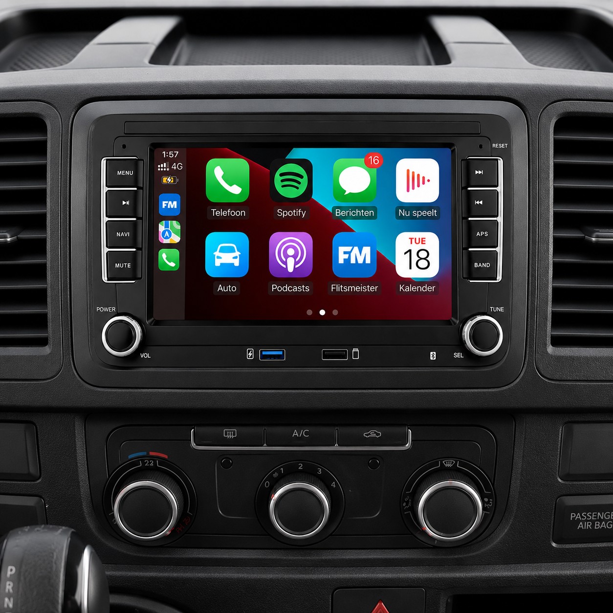 Nieuw touchscreen met Apple CarPlay en Android Auto in een Volkswagen